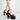 Women's Summer Silk Peep Toe Buckle Back Straps Platform Square Heel Pumps