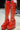 Women's Red Round Toe Wedge Platform Belt Buckle Motorcycle Stage Party Boots