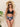 Solid Black Tied Halter Push Up Backless Bra Printed High Waist Thong Swimwear Set