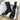 Luxury Leather Round Toe Square High Heels Front Zipper Boots for Women