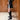 Solid Leather Round Toe Side Zipper Square Heel Metal Buckle Knee-high Boots