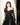 Women's Luxury Black Long-Sleeved Lace A-line Prom Evening Dress