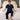 Spring Autumn Thin Polyester Ice Silk Short-sleeved Navy Blue Sleepwear Pajama Set for Men