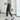 Women's Leather Casual High Waist Front Slit Straight Pantalon Ankle-Length Pants