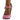 Women's Pink Patent Leather Round Toe Buckle Strap Thick Chunky Heel Pumps