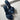 Women's Denim Blue Flower Round Toe Strappy Thin High Heels Stiletto Slippers