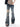 Women's American High Street Retro Distressed with Ripple Micro Horn Legs Jeans