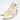 Women's White Leather Carved Flowers High Heels Lace-up Pointed Toe Pumps