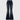 Casual Dark Wash Skinny Fit with Rhinestone Embroidery Pocket Flare Jeans for Women