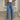 Women's Casual Beaded High Waist Loose Wide Leg Floor-Length Denim Pants