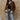 Women's Vintage Cow Suede Double Breasted O-Neck Straight Loose Short Jacket