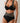 Women's Black Underwire Push Up Strapped High Waist Hollow Swimwear 2pcs Set