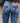 Women's Blue Straight Leg Stretchy Jeans with Back Pocket Embroidery